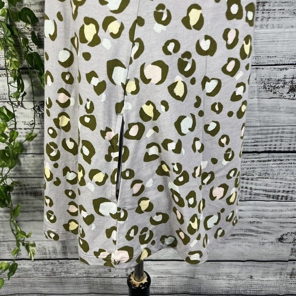 Lori Goldstein LOGO Top Tunic size Extra Small Lilac Green Leopard Pockets Slim - Picture 11 of 13
